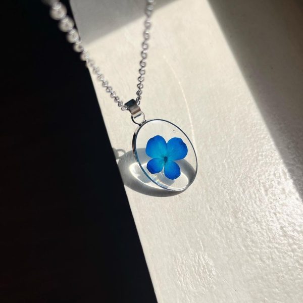 Azure Blue Hydrangea Necklace